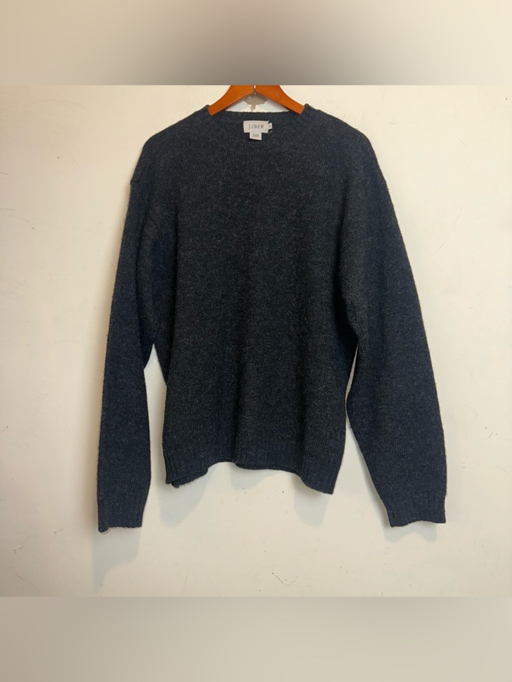 J.Crew Sweater 100% Lambswool Men’s XL Crewneck Black Raglan Knit Preppy Ribbed